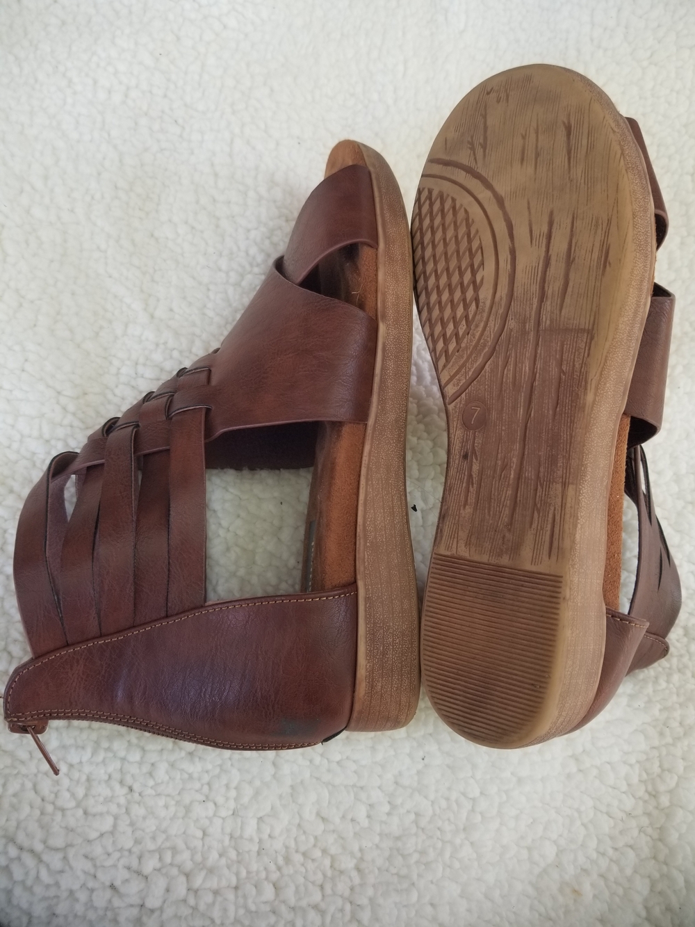 Natural Reflections Brown Strappy Woven Sandals - Picture 5 of 6